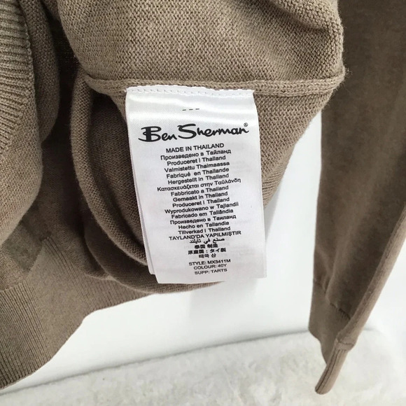 Ben Sherman Men’s V-Neck Pullover Sweater Taupe/Tan Size Medium - Picture 6 of 7